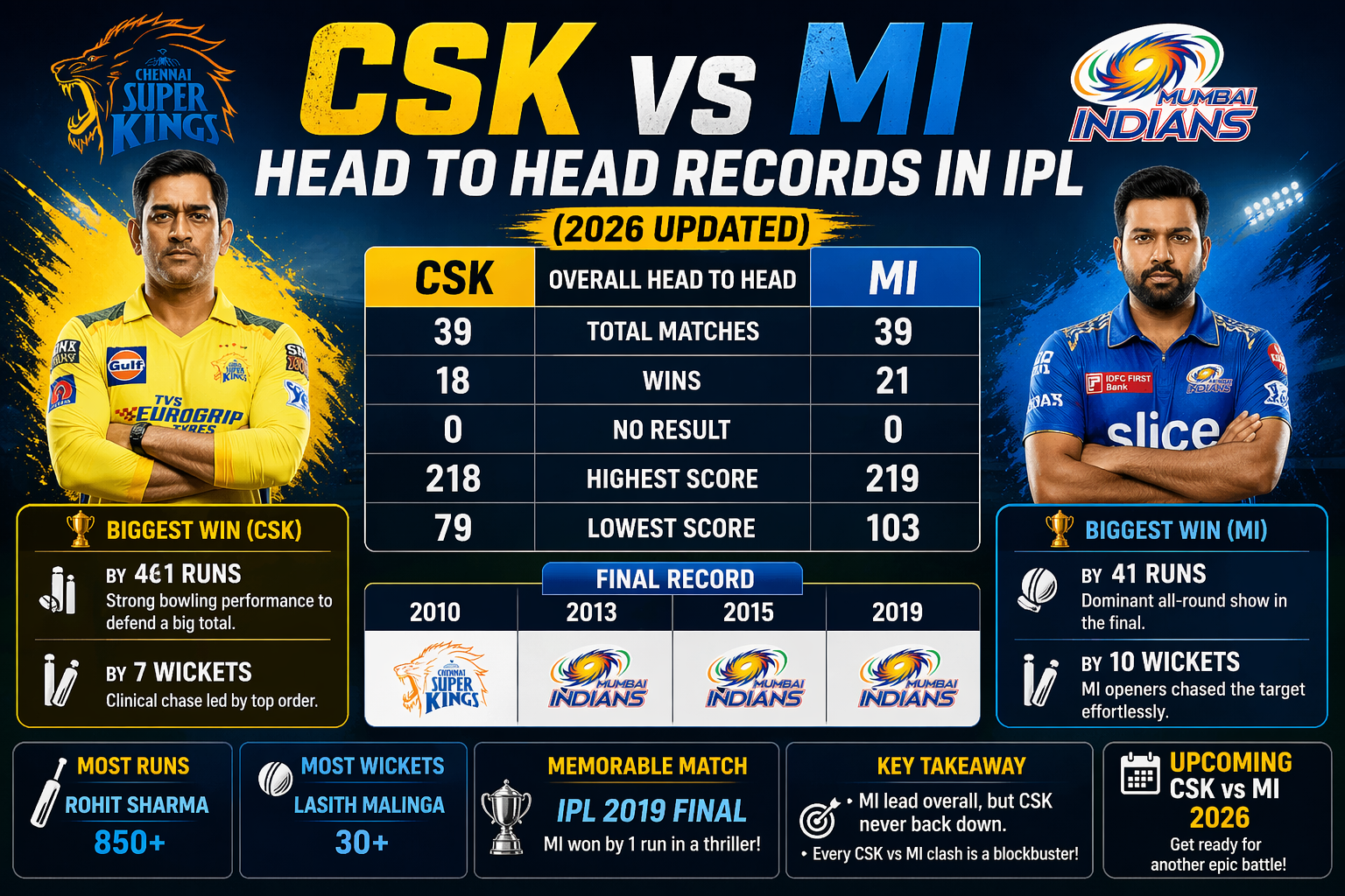 CSK vs MI Head to Head Records In IPL (2026 Updated)