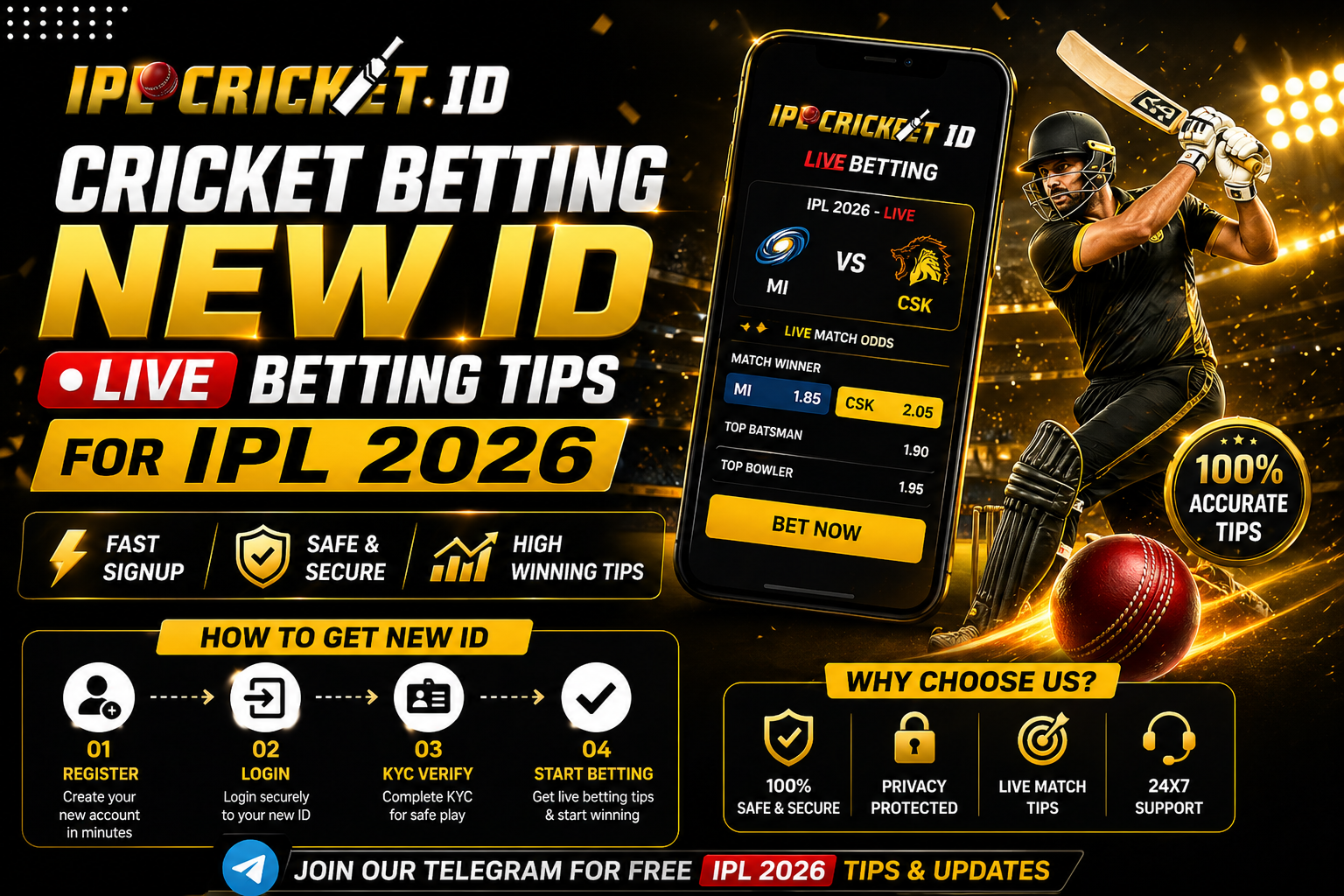 Cricket Betting New ID Live Betting Tips for IPL 2026