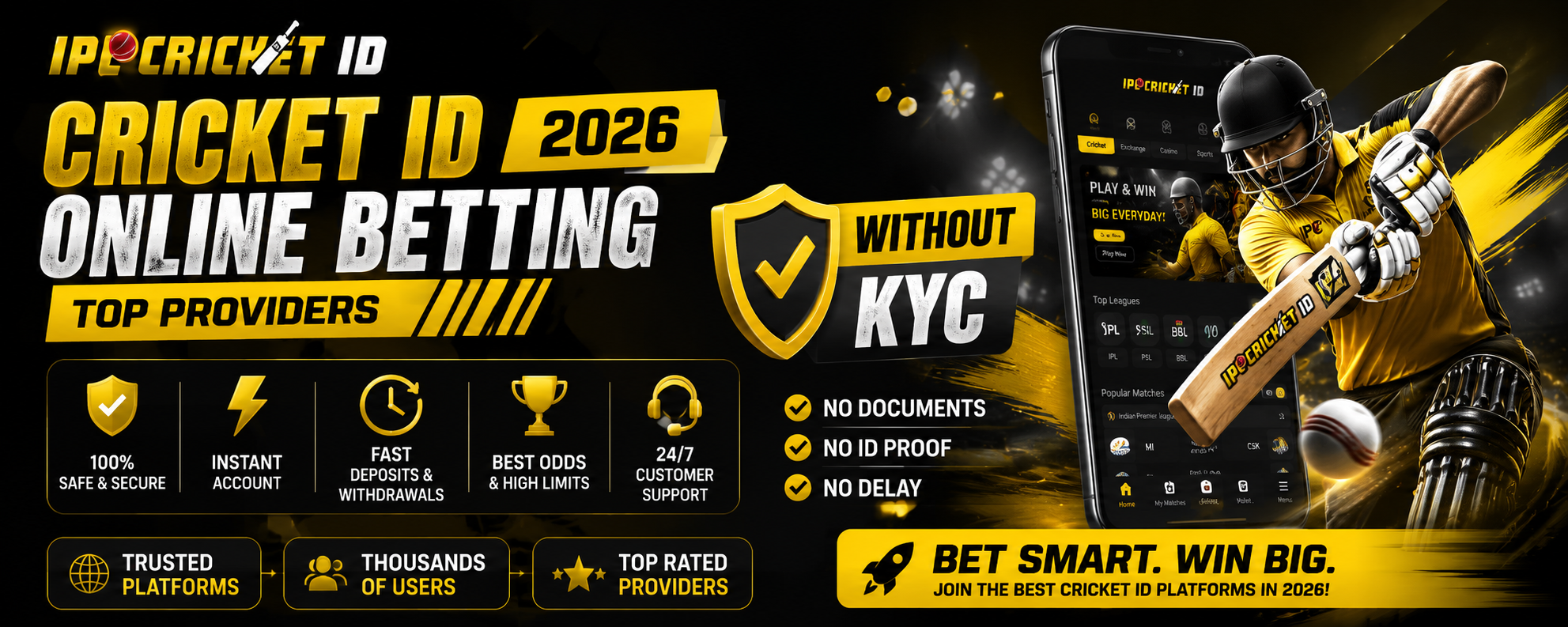Cricket ID Online Betting 2026 (Top Providers) - Without KYC